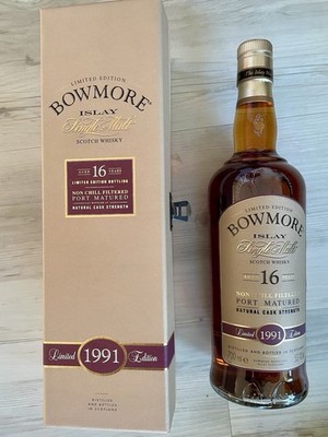 Bowmore 16, Limited 1991 Edition, 53,1 % Alkoholgehalt, 0,7 Liter Port Naturell