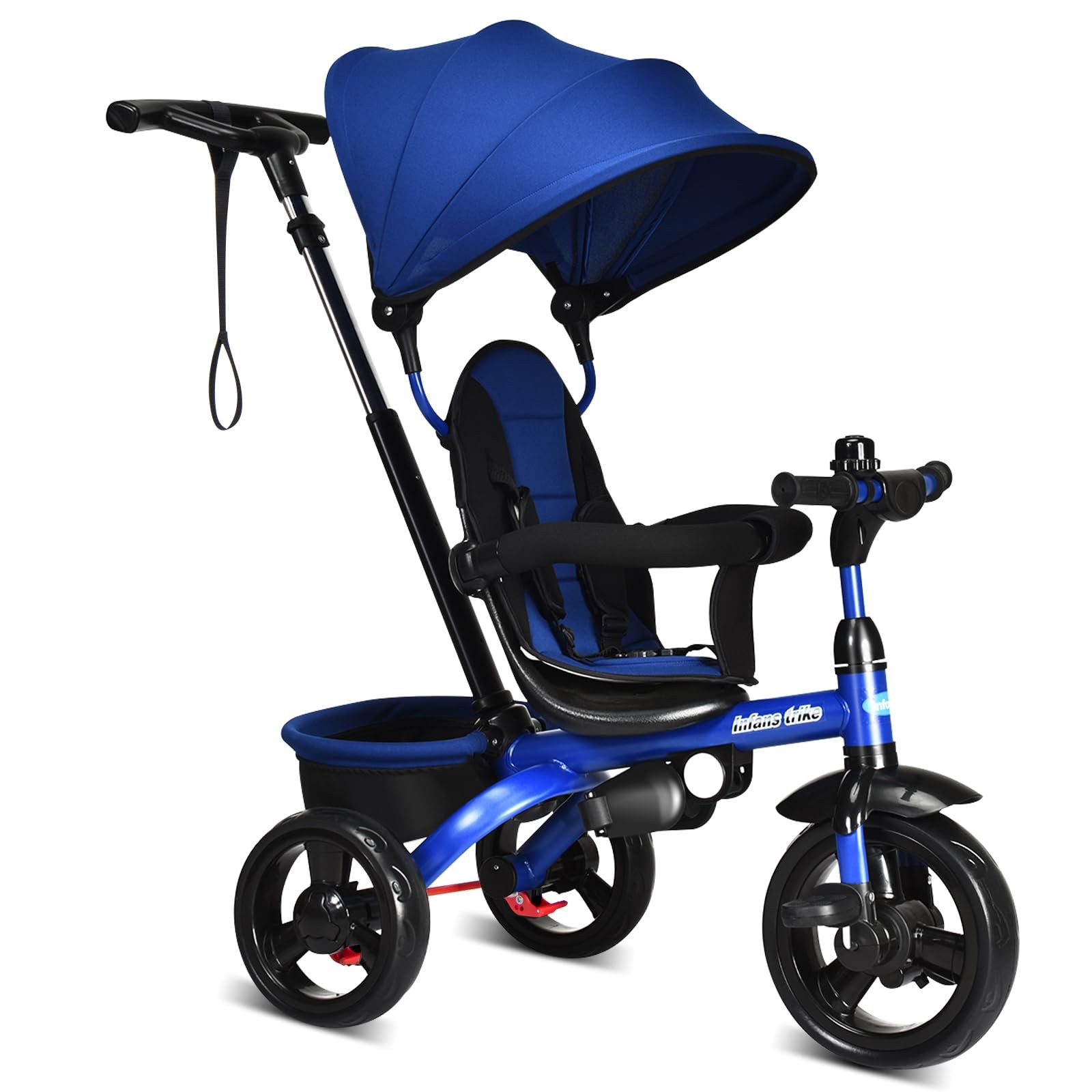 Tricycle, 6 in 1 Stroll Trike with Adjustable Push Handle, R