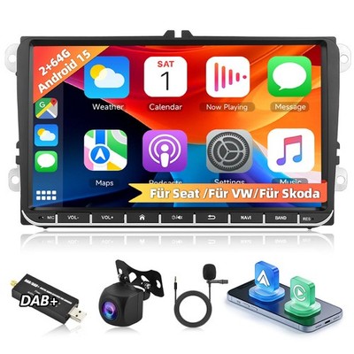 Android15 Autoradio Carplay 9'' GPS Navi RDS DAB FM Für VW Polo 6R 6C V 2009-2017