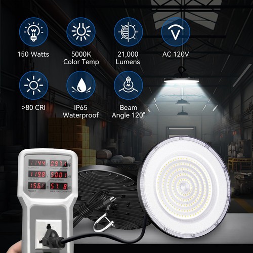 4 Pack UFO LED High Bay Light 150W(600W MH/HPS Equiv.), 21000lm, 5000K Daylig... - Picture 3 of 9