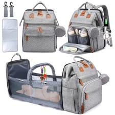 Baby Bed Anti-Mosquito Mommy Bag, Large Capacity Backpack with Stroller Mount