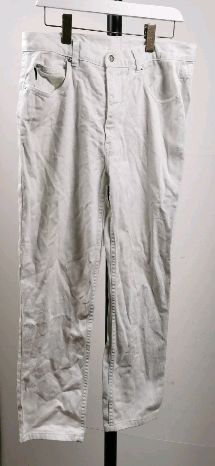 Jeans vintage Yves Saint Laurent uomo W 36 L 32 bianco vestibilità regolare 100% cotone