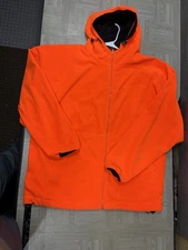 old mill aqua e4 vintage hunter orange fleece hoodie men xxl 2XL hunting Zip Up