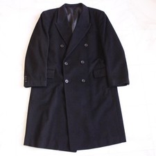 Pure Cashmere Double Breasted Chester Coat M Black 100 Cashmere