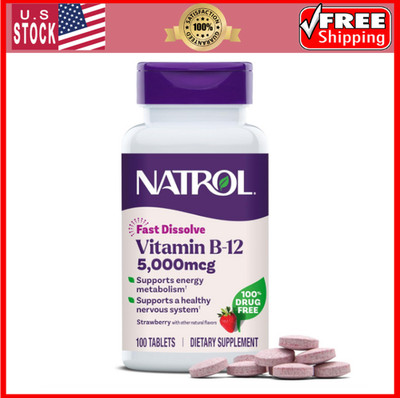 Vitamin B12 5000mcg Fast Dissolve 100 Tabs Energy Nervous System Support