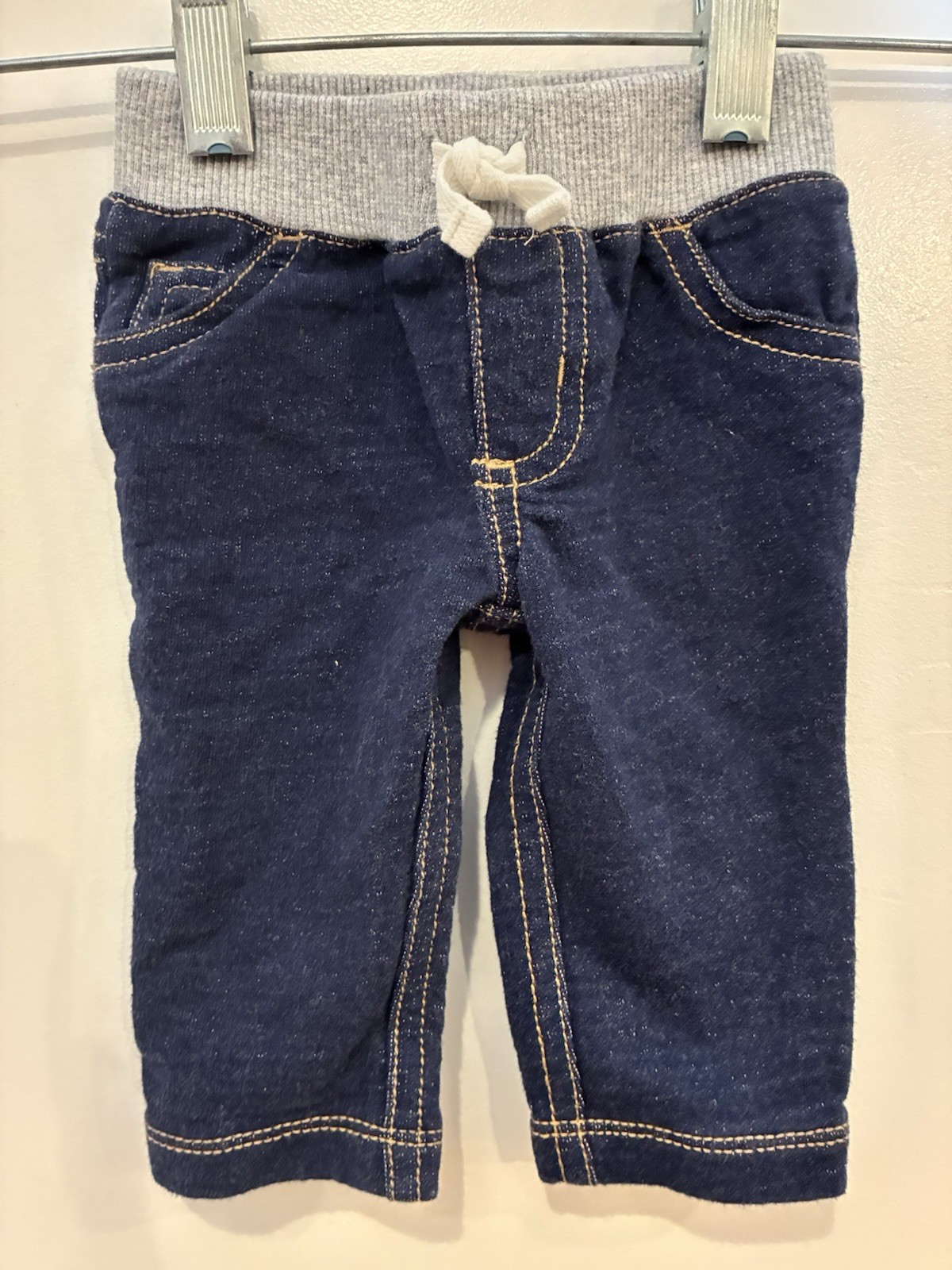 Carters Baby Boy Faux Denim Cotton Rib-Knit Waistband Pull On Pants Dark Blue 3M