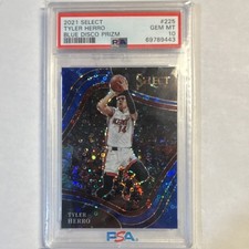 Panini 2021 Select Blue Disco Prizm Tyler Herro Miami Heat #225 PSA 10 /25