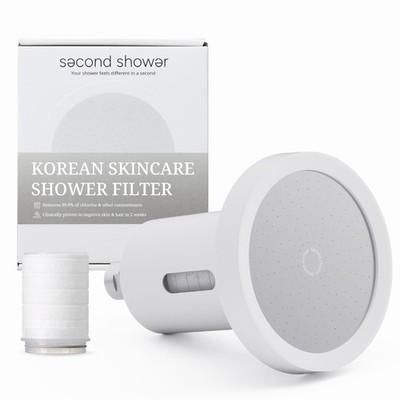 SecondShower Filtered Shower Head for Hard Water, Clinically Proven for Skin ...