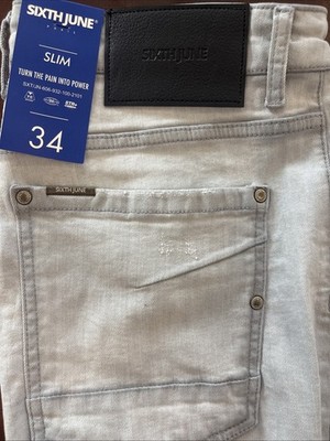 Sixth June Paris Men s 34 Slim Denim Jeans Light Wash Button Fly