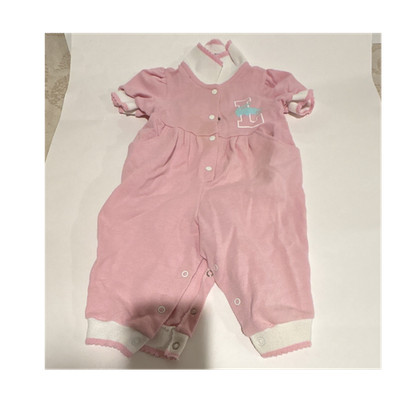 Vintage IZOD Lacoste Baby Romper Pink SnapAlligator Logo 90s One Piece 12m
