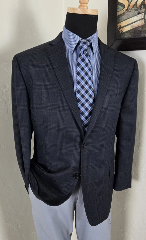 Michael Kors Men 44S Plaid Blazer Sport Coat Check Windowpane Jacket *READ - Image 4 of 4