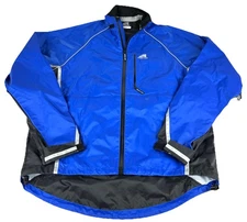 Showers Pass Full Zip Jacket Mens Large Waterproof Vented Blue Black Side Zip