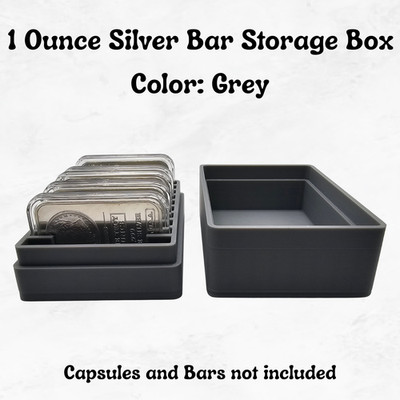 1oz Silver Bar Storage Box - Holds 10x 1oz Capsules - Grey Geometric Pattern