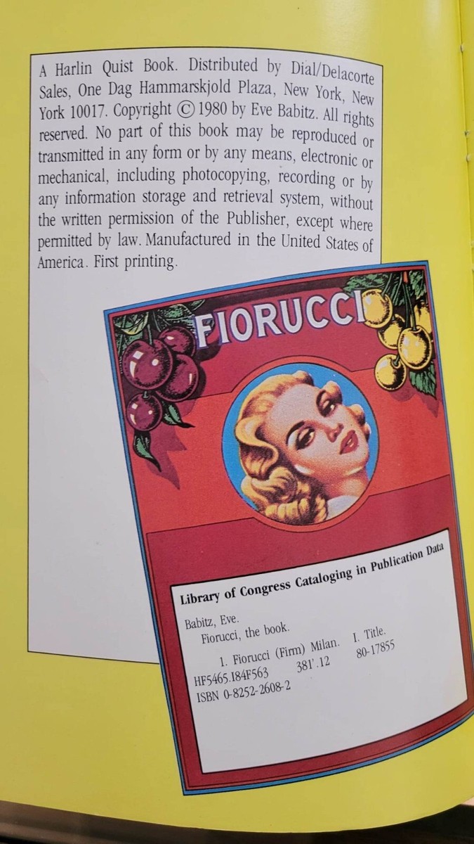 vintage FIORUCCI THE BOOK by EVE BABITZ Harlin Quist Book