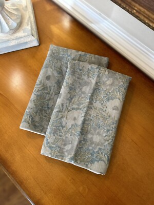 West Elm Linen Cotton Overdyed Floral Pillow Covers (2) 20” Blue NWOT OB 