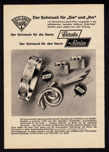 3w5106/ancienne publicité de 1963 - bijoux femmes et hommes - ancre dorée RoWi - Photo 1 sur 1