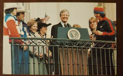 President Jimmy Carter Celebrates 1980 Olympic Hockey Team Win Postcard