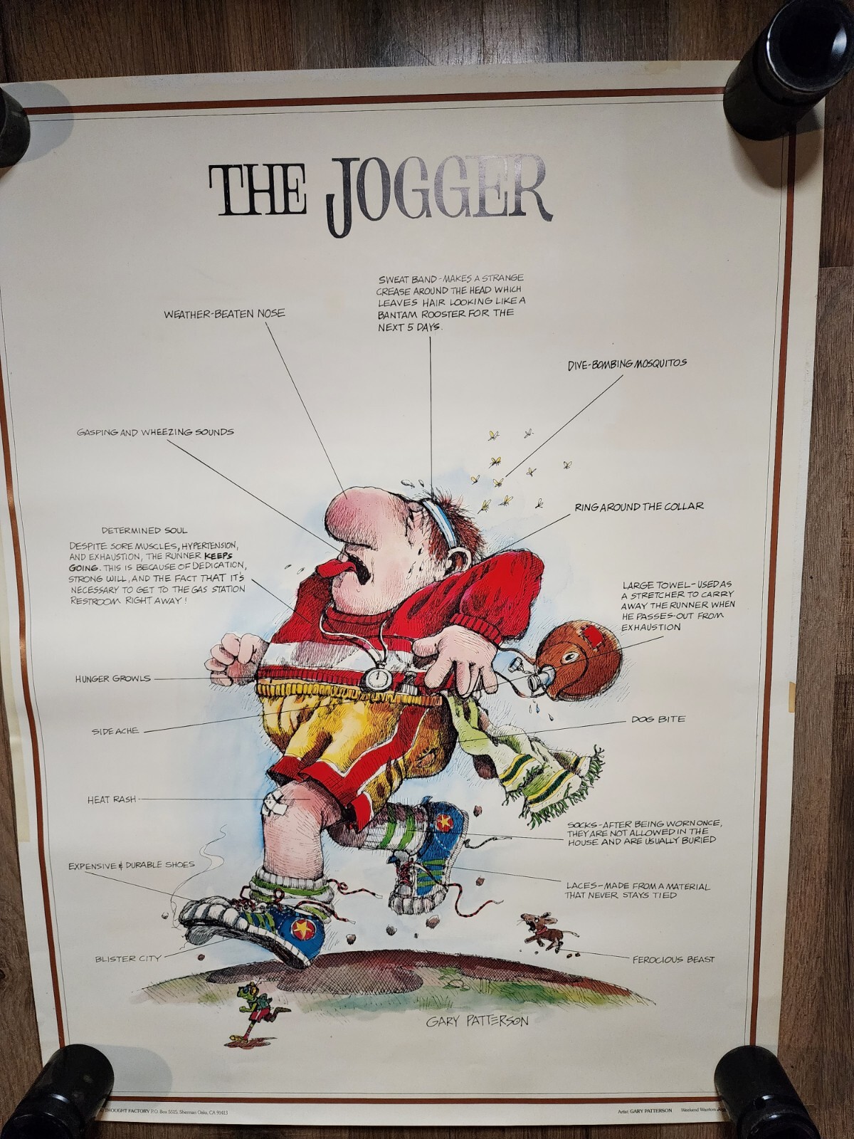 Vintage 1980 The Jogger Gary Patterson Cartoon Comic Poster Sports Art Wall Decor Retro Athlete Illustration