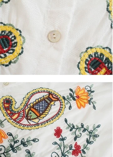 New NWT embroidered white short kimono top casual shirt - Picture 6 of 17