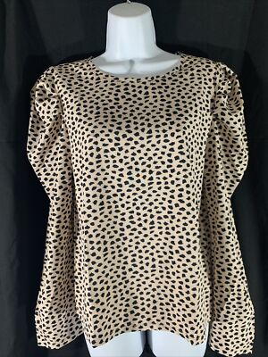 Women s Animal Print Long Sleeve Blouse Easy Care Size Small (4-6) NEW