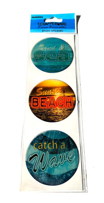 Creative Imaginations 2 X 9''  EPOXY SCRAPPERWARE STICKERS BEACH SAND & SURF *