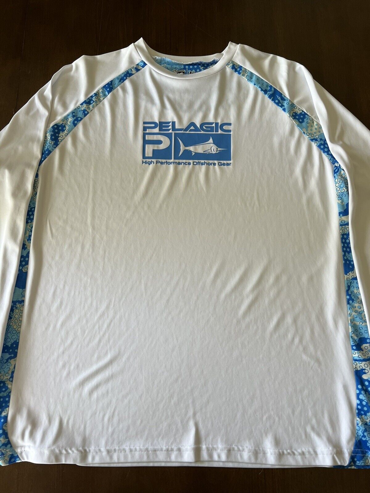New arrival Pelagic VaporTek gift Blue Camo Mens Long Sleeve Medium Fishing Shirt