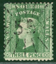 Australia States NSW QV Stamp 3d *55* Numeral Used XBLUE102