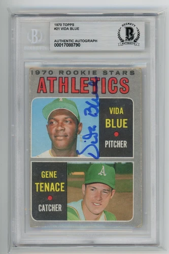 Vida Blue Signed Auto 1970 Topps Rookie Rc Card Beckett Authentic MLB Oakland