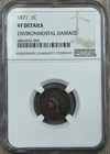 1871 Indian Head Cent, NGC VF 20, Bronze Cent, Semi-Key Date