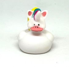 White Rainbow Unicorn Hard Rubber Duck 2.5  Ducky Bath Pool Jeep Toy