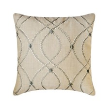 Beige Linen Embroidery Throw Pillow Cover - Juliette