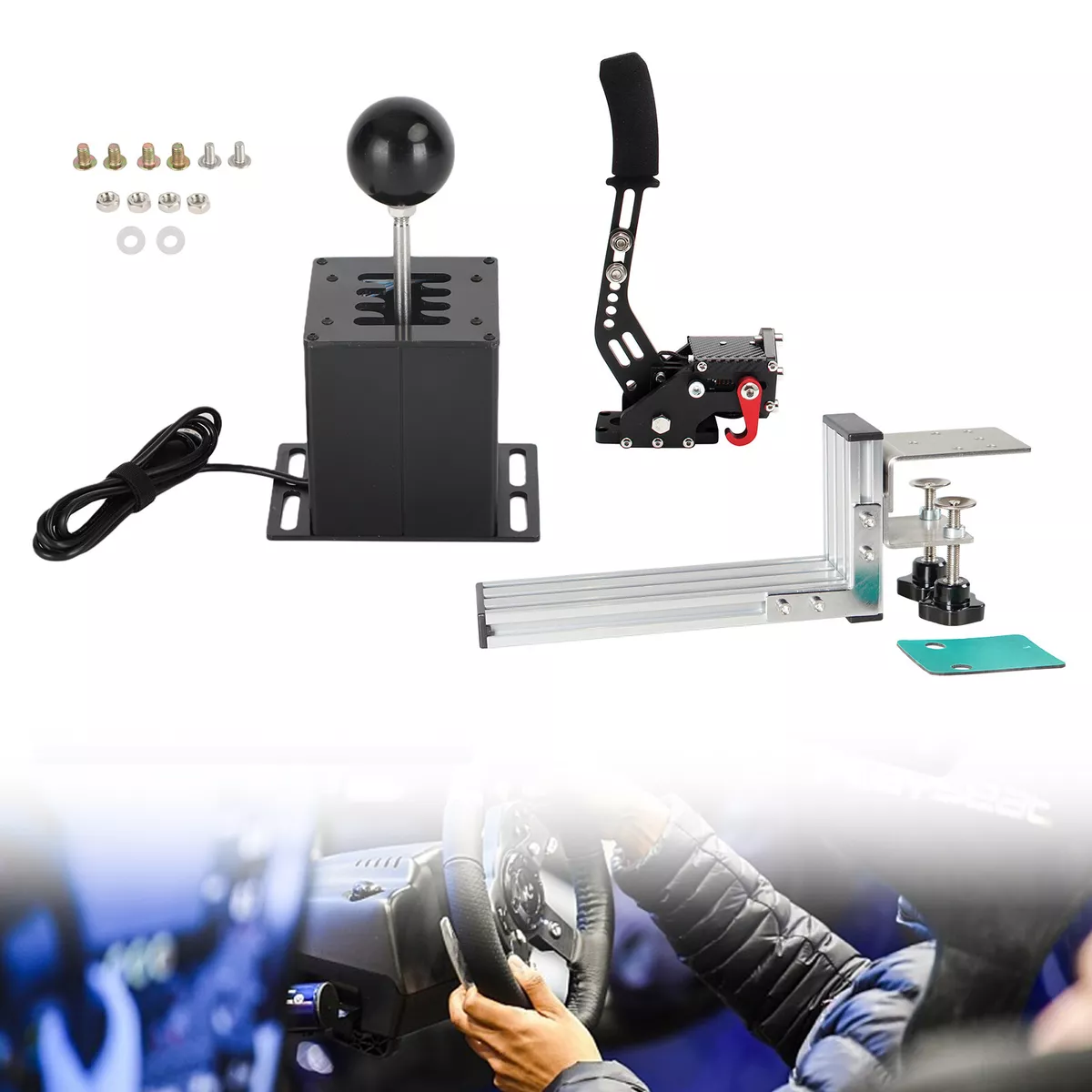 USB Handbrake with L Clip and H Shifter for Logitech G27 G29 G920