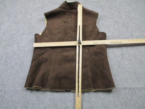 Lands End Vest Womens Small Brown Full Zip Sherpa Lined Suede Sleeveless Casual - Picture 5 of 8