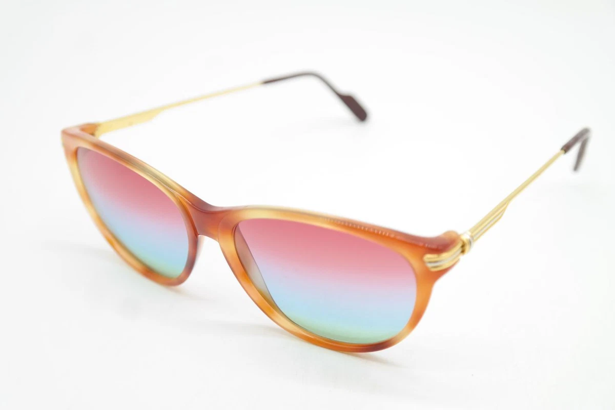 Vintage Sonnenbrille Cartier PARIS 1681688 Braun Gold Silber Oval sunglasses