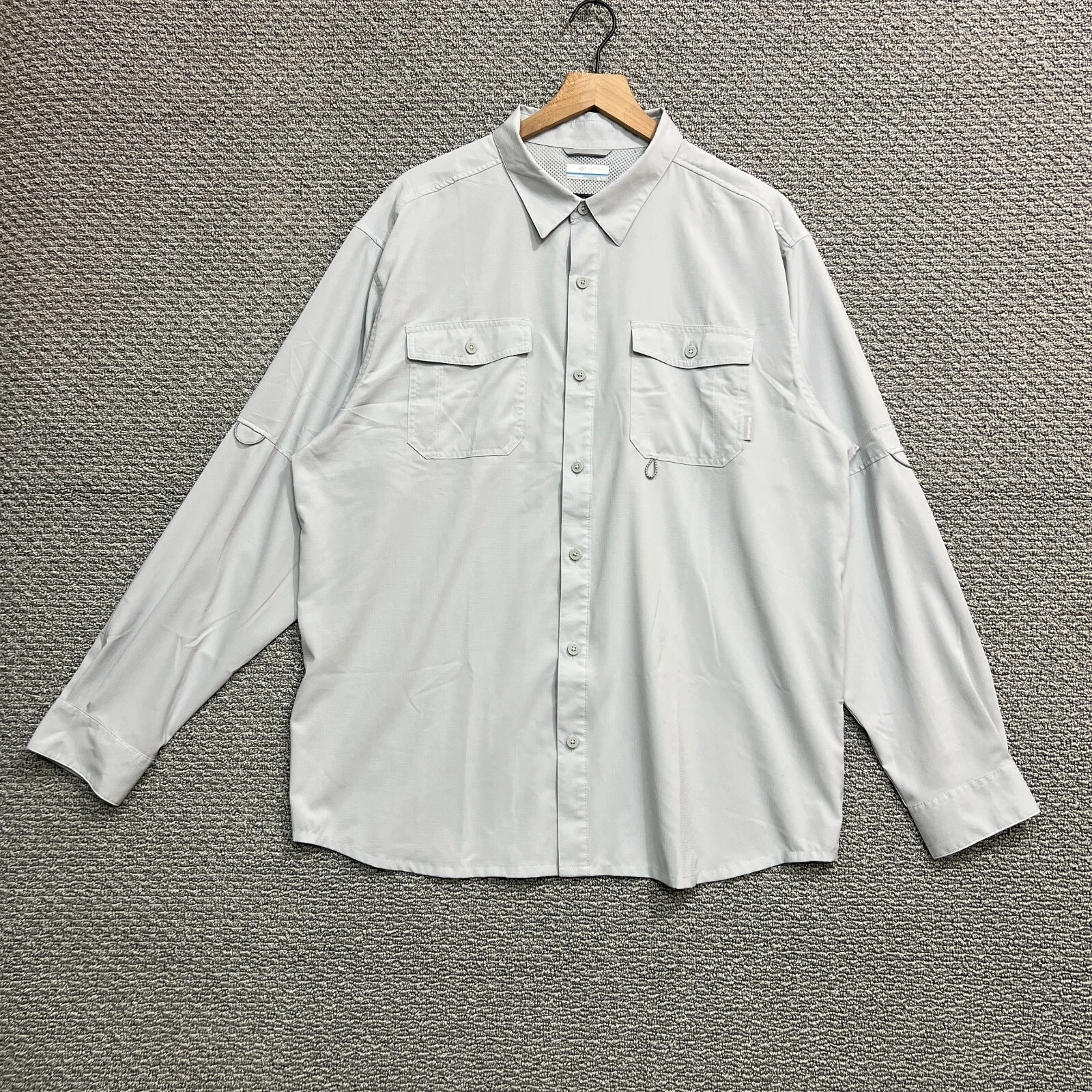 Columbia Omni Shade Men's Shirt Size XL Light Gray Long sleeve Outdoor Fishing