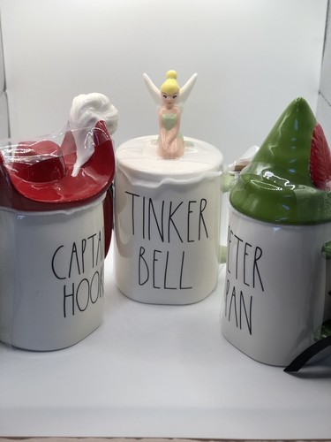 Tazas de cerámica con tapas Rae Dunn Disney Peter Pan Tinker Bell Capitán Gancho NUEVO - Imagen 2 de 11