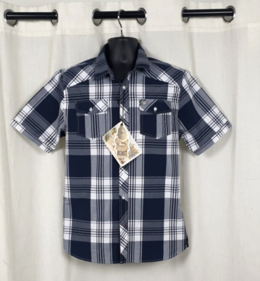 Firetrap Kurzarmhemd indigo/weiß kariert Größe L CR055 KK 15