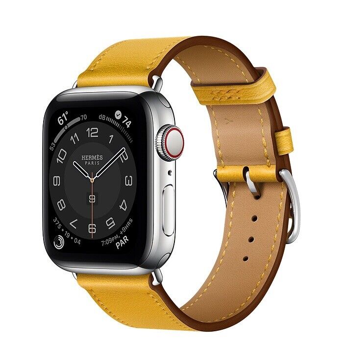 Authentic Hermes Apple Watch Leather Band Only Yellow Single Tour NIB Super speciale prijs lage prijs