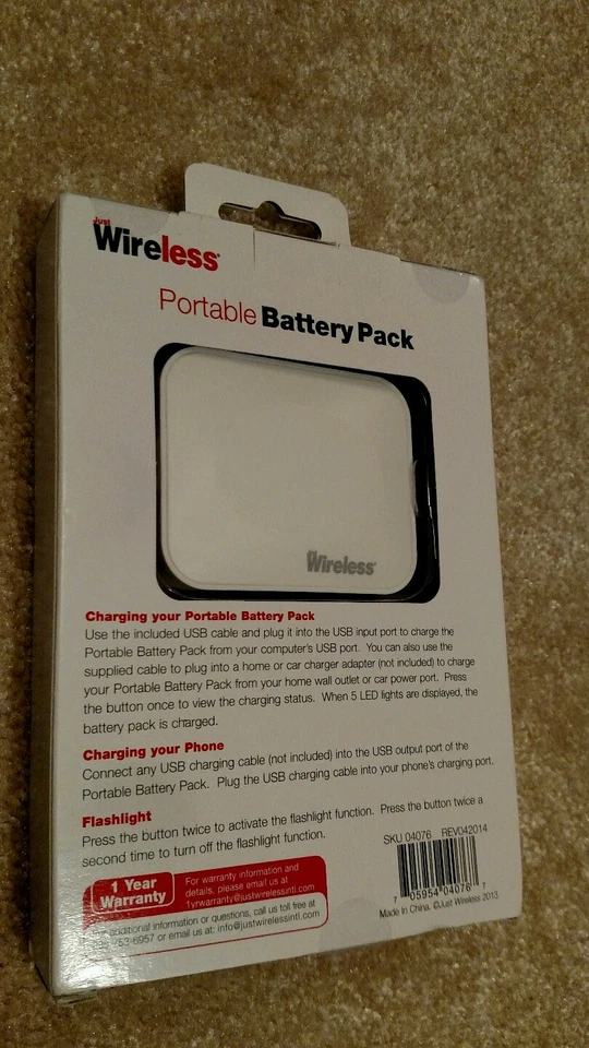 Just Wireless Portable Battery Pack For Phones, Tablets, and Devices- 3400 mAh - Image 2 of 2