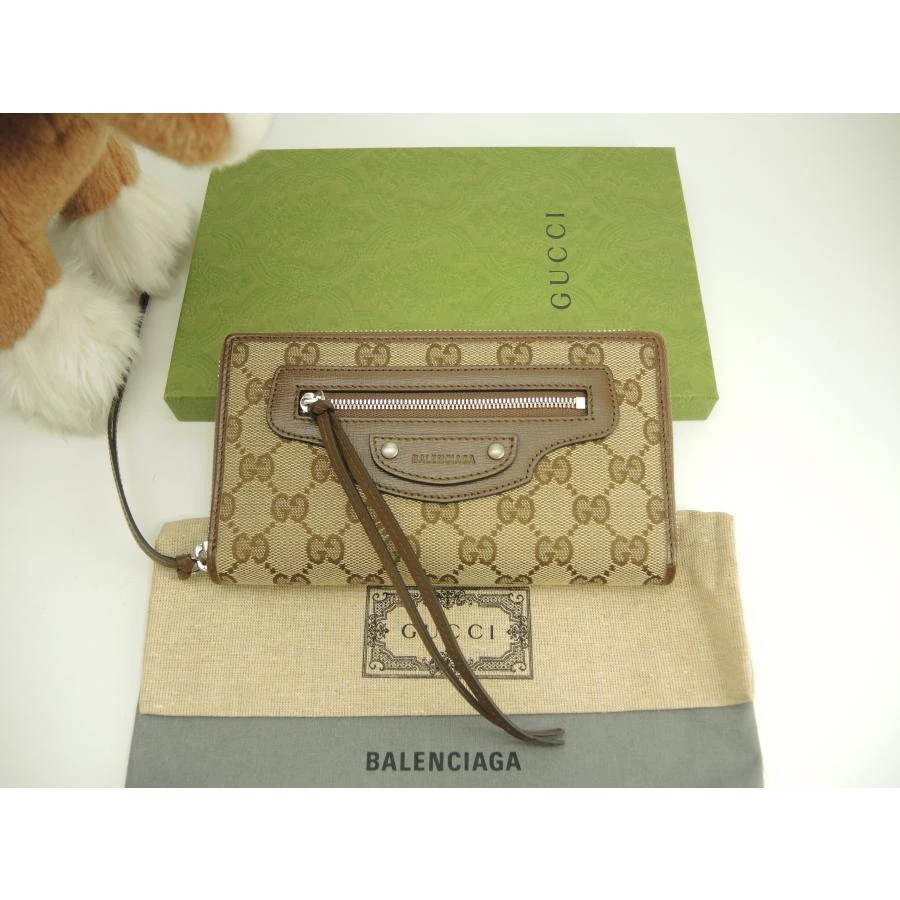 Gucci x Balenciaga Collaboration GG Supreme Brown Long Wallet Boxed w/storagebag