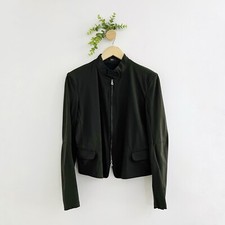 Marithe Francois Girbaud Women’s Dark Green Nylon Blend Zip Up Moto Jacket Us 7