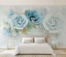 3D Relief Floral Wallpaper Wall Mural Removable Self-adhesive Sticker 933