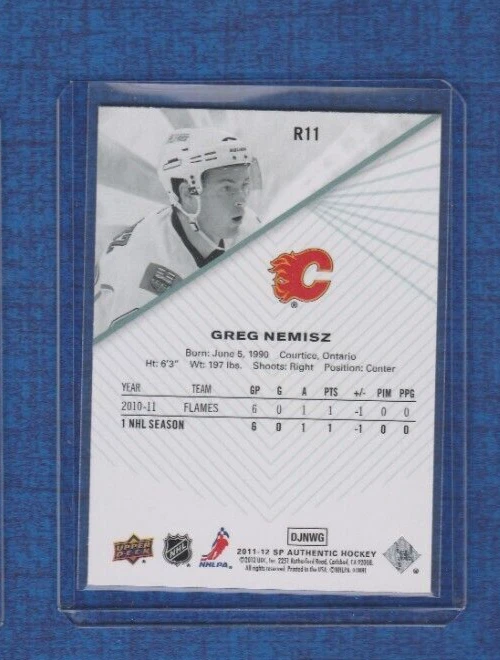 2011-12 Upper Deck SP Authentic Extended Rookie # R11 Greg Nemisz - Image 2 of 2