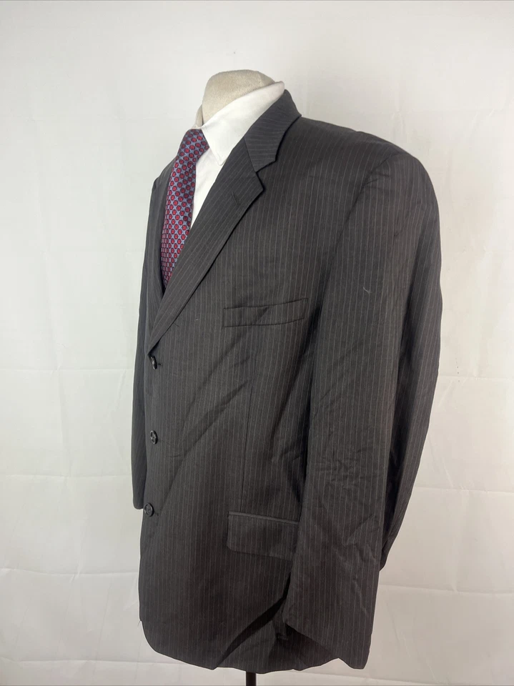 Мужской коричневый полосатый шерстяной блейзер Alfani 48R $295 - Изображение 3 из 4