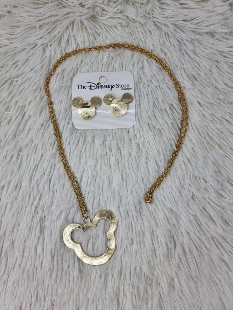 Vintage Disney Store Mickey Mouse necklace earrings set gold