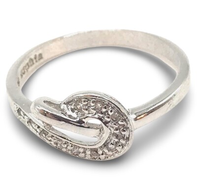 Lia Sophia ''French Twist'' Silver Tone Ring w/Cubic Zirconia 0.1ct Accents Size 8
