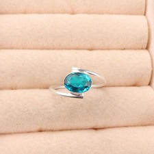 Natural Apatite Gemstone 925 Sterling Silver Jewelry Handmade Ring Wedding Gift