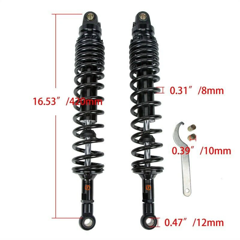 Par de suspensión amortiguador trasero moto 16,45" 420 mm apto para Harley BMW Foto 4 de 4
