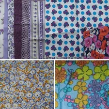 10 Pieces Vintage Fabric Material Floral Flowers Various Sizes 1960s/1970s Retro