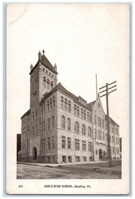 c1905 Girls High School Building Exterior Scene Reading Pennsylvania PA Postcard